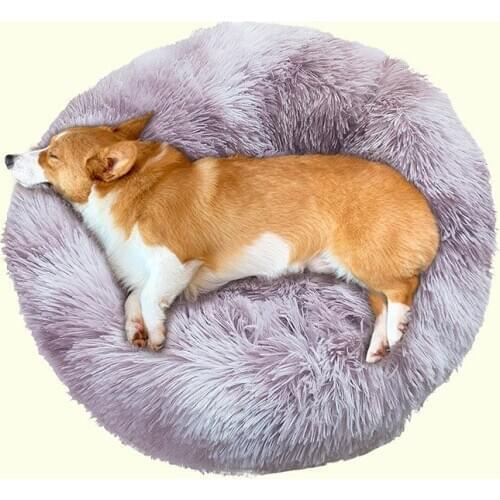 Pet Dog Bed Warm Fleece Round Dog Kennel House Long Plush Winter Pets Dog Beds For Medium Large Dogs Cats Soft Sofa Cushion Mats