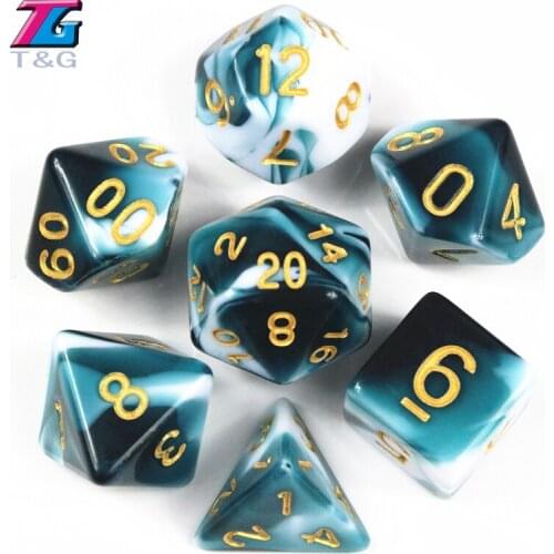 Transparent Turquoise White Color Dice D4-D20 For DnD Board Game