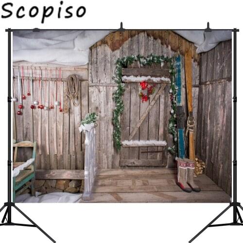 Scopiso Christmas Photography Backdrop Snow Scenery Custom Photo Portrait Studios Background Christmas Door Shoot Prop
