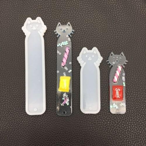 DIY Crystal Epoxy Mirror Blank Kitten Bookmark Mold Transparent Silicone Mold Jewelry Mold