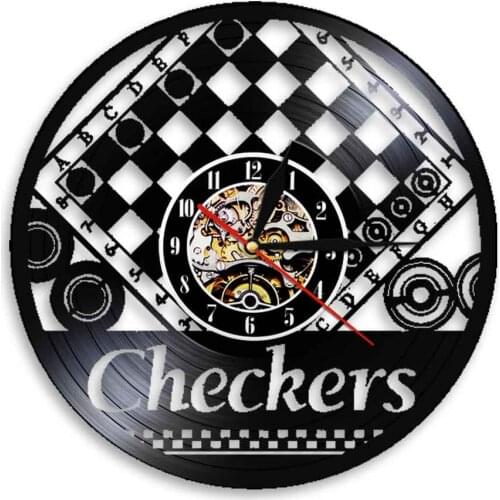 Checkers Game Vintage Vinyl Record Wall Clock Modern Home Decor Wall Hanging Watch Unique Gift Idea For Checkers Lover Clocks