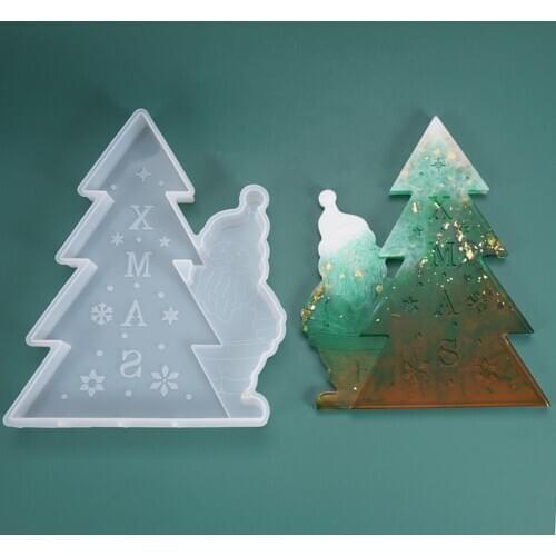 Resin Silicone Mold Epoxy Crystal Mold DIY Mold Silicone Christmas Tree Santa Claus Hanging DIY Crystal Epoxy Mould Making Tool