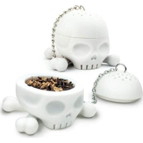Skull Tea Infuser Silicone Loose Leaf Tea Strainer Spice Herbal Medicine Scented Tea Bones Filter Kitchen Tool Accessories