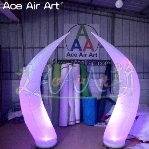 Amazing Stage Decoration Inflatable curved tusk Ivory Cone for Wedding/Event With Led Light
