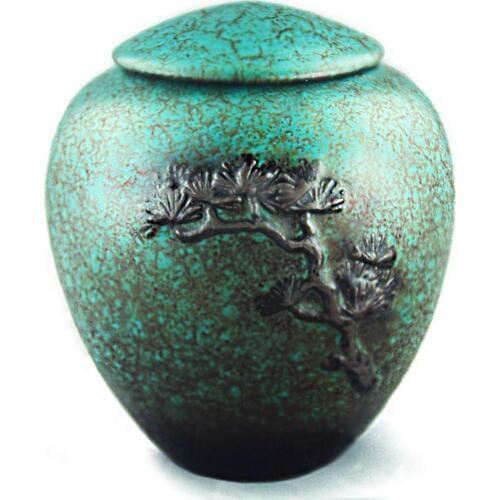 Green Tree Of Life Funeral Urn Cremation Urns for Pet Human Ashes Adult Hand Made With Manual Relief Display Burial Urns
