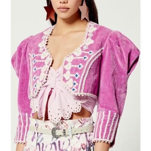 Womens Embroidery Jacket Handmade Beaded Floral Printed 2021 Spring Female Short Outwear Top New Fashion Ladies Coat Clothes