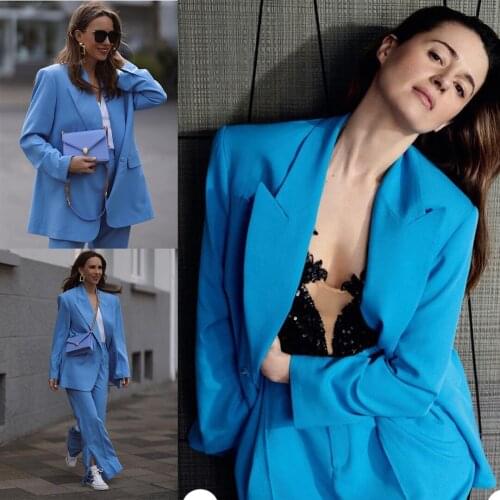 Sping Autumn Fashion Long Sleeve Women Suit Jacket Office Lady Casual Custom Made Blazers Female Blue Coats