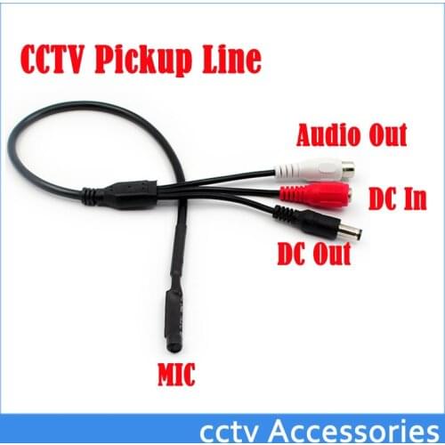 10PCS/lot Mini CCTV MIC Microphone Voice Audio for Security Camera Audio Surveillance DVR, CCTV Mic Audio Cable Receiver