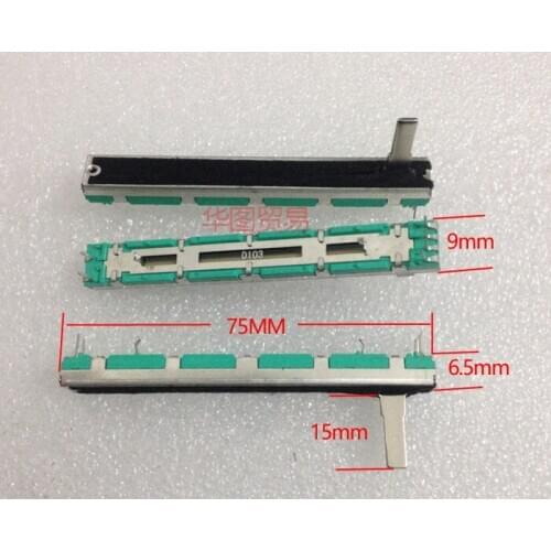 100pcs 7.5CM 75mm D10K dual channel mixer fader potentiometer D103 6Pins 10K D103 D10KX2