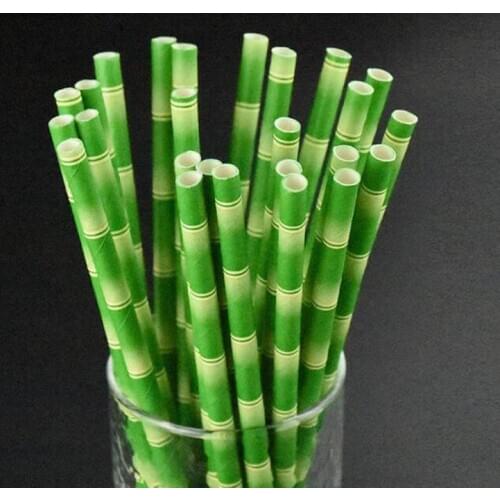 1000pcs 19.5cm Disposable Bubble Tea Thick Bamboo Drinking Paper Straws For Bar Birthday Wedding Party SL6210
