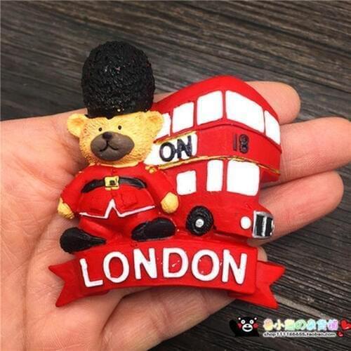 3D Resin London Bus Fridge Magnets British Tourist Souvenir Cartoon Bear Big Ben Refrigerator Magnetic Stickers Home Decoration