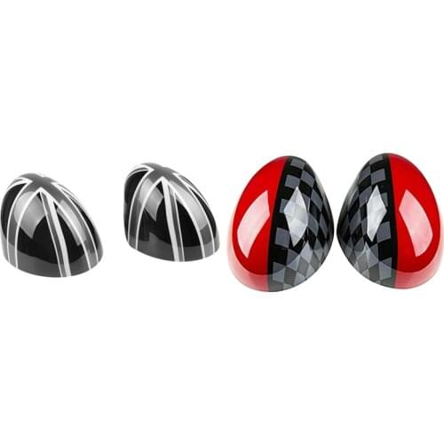 4 Pcs Car Door Side Mirror Cover Caps for Mini Cooper Hardtop F54 F55 F56 F57 F60 Series Black&Gray