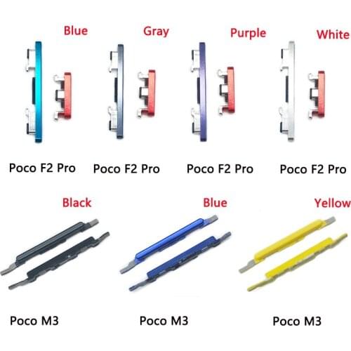 5pcs New Volume Button + Power On / Off Side Key Button Set For Xiaomi Poco F2 Pro Poco M3 Side Key Power Volume Button atacado