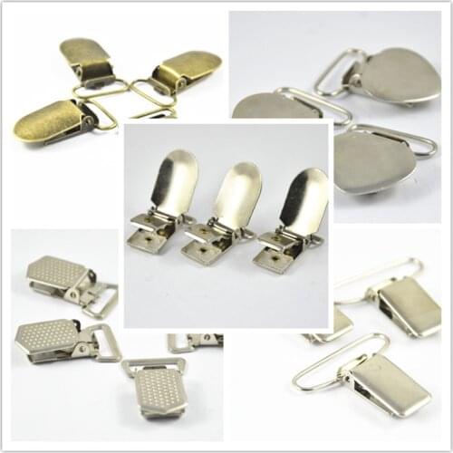 60 Pcs Silver antique bronze Metal Oval /Round/Heart Baby Pacifier Clip Suspender Sewing Tool