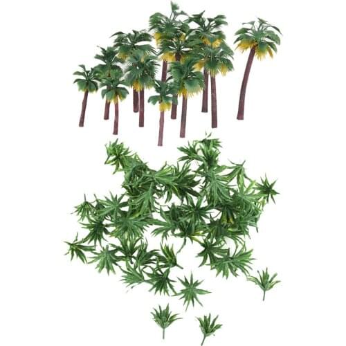 62pcs 1/100-1/200 Grass Model & Palm Tree Model Trees Train RR Street Park Scenery Layout