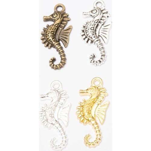 New Fashion 10pcs/lot 29x12.5mm 4 Colors Plated Cute Seahorse Handmade Jewelry Accessories For Making DIY Handmade Jewelry