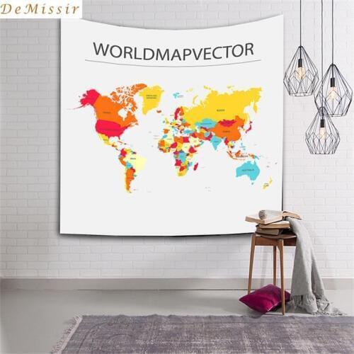 DeMissir World Map Colorful Pattern Tapestry Decorative Mandala Tapestry Indian 130cmx153cm 229x153cm Boho Wall Carpet