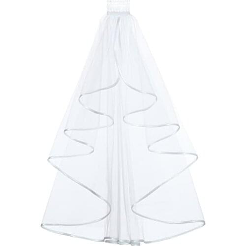 Elegant 1T 1 Tier Ribbon Bridal Veil Wedding