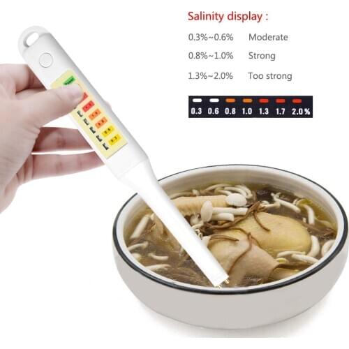 Electronic Food Salinity Tester Pen LED Indicator Food Salt Analyzer Detector Soup Salinometer Concentration Meter for Kitchen