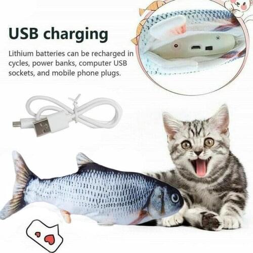 Electronic Cat Wagging Catnip Toy 28CM Dancing Moving Floppy Fish Cats Toy USB Charging Simulation Cat Toy Pet Cat Toy