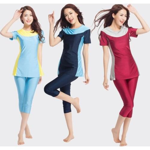 2016 Quality maios plus size swimwear Islamic swimsuit for women islamic adult beachwear Arabic sports swimwear Hw10f