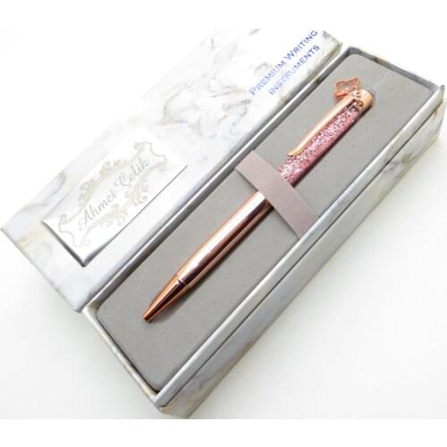 Wings Marble T462 Sulu Cubic Zirconia and Fancy Rose Gold Touch Ball Pen | İsme Special Pen | Gift Pen