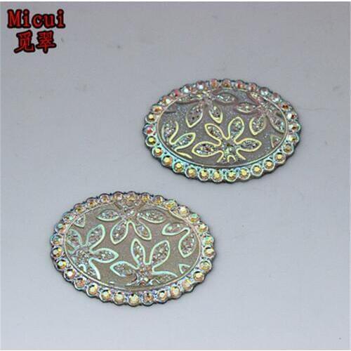 Micui 30pcs 28*38mm AB Clear Oval Resin Rhinestone Flatback Rhinestones Gems Stone for crafts clothing dress decoration ZZ478
