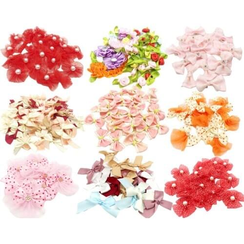 Multi option Mixed Colors Polka Dot Organza Bows Ribbon Flower Girls Boutique Mini Hair Bow Headwear DIY Garment Craft