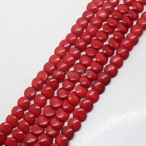 Mini.order is $7!Wholsales 76pcs,3x7mm Red Coral Oval Saucers Loose Beads 15"