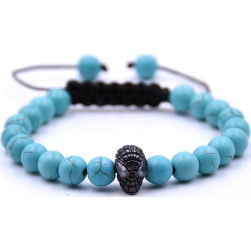 Man Fashion Women Gift For Beautiful Beads 8MM Howlite Black Alien Braided Bracelet