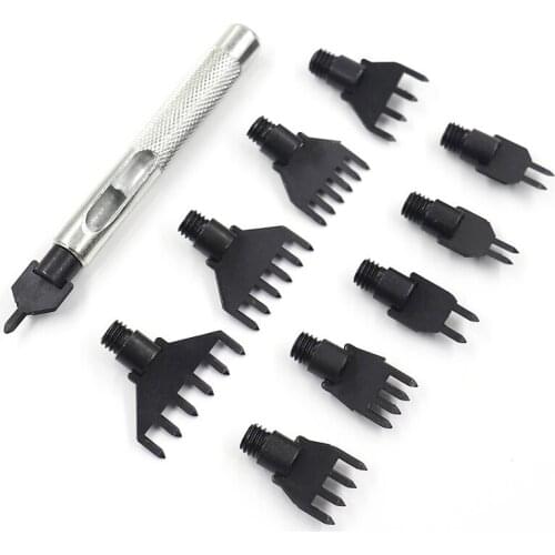 Stainless Steel Craft Leather Spacing Hole Flat Punch Prong Chisel Punching Tool Stainless steel Leather Carving Punching Tools