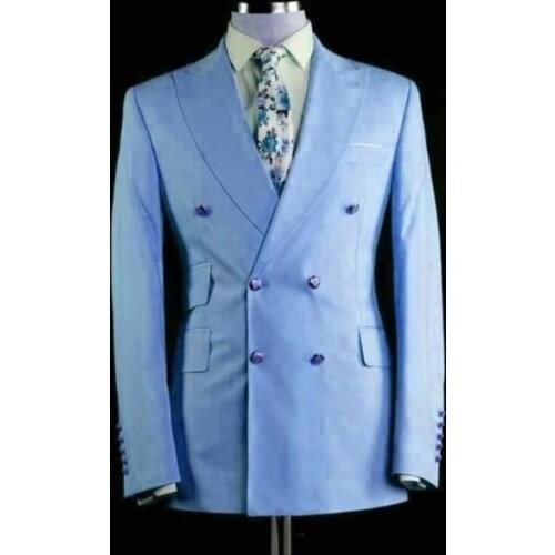 Latest Design Double Breasted Men Suit 2 Pieces Slim Fit Black Groom Tuxedo Costume Homme Wedding Suits for Men (Blazer+Pants)