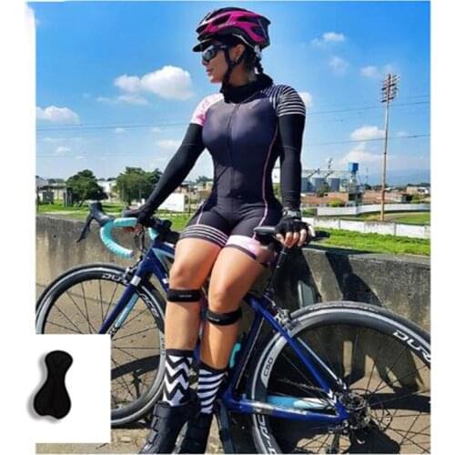 2021 New Bodysuit Shirt Jumpsuit Womens Triathlon Sports Long-sleeved Cycling Jersey Cycling Shorts Suit Sexy Wear Clothing