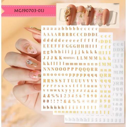 Newest MG190703-01J English Hot stamping 3d nail art sticker nail decal stamping export japan designs rhinestones decorations