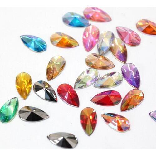 New Arrival 9x18mm 50pcs Teardop Flatback Pointed Acrylic Rhinestone Buttons Droplet Decorate DIY Y3545