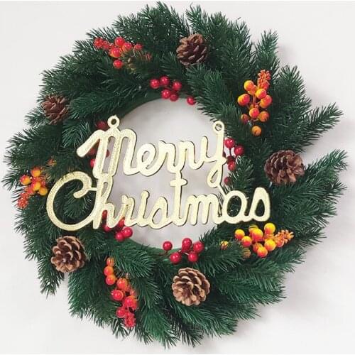 Christmas Pinecone Berry Garland with Merry Christmas Letters Wreath Outdoor Garland Party Supplies Christmas Door Decoration