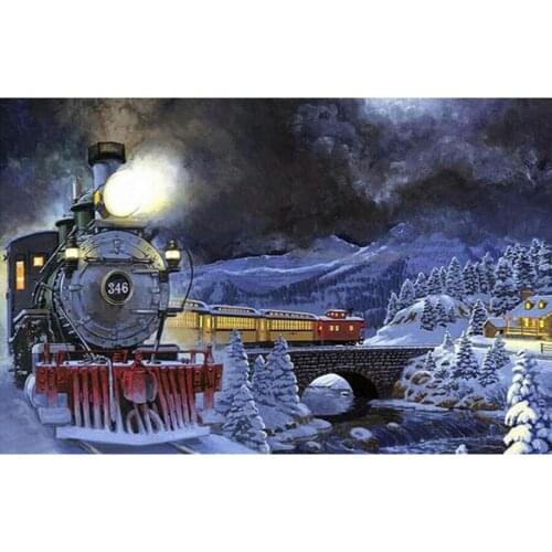 Snow Train Landscape Diy Diamond Painting Cross Stitch Mosaic 5D Full Square Diamond Embroidery Steam Train Diamond Puzzle Kits