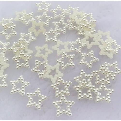 100pcs 12mm Star Ivory imitation Pearl Flatbacks Embellishments DIY Phone Nail Decorations Scrapbooking Crafts Cardmaking -D57