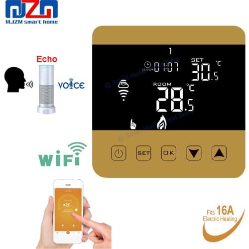 MJZM 16A08-3-WiFi Smart Thermostat for Electric Heating Floor Echo Alexa Voice Control Programmable Room Temperature Regulator