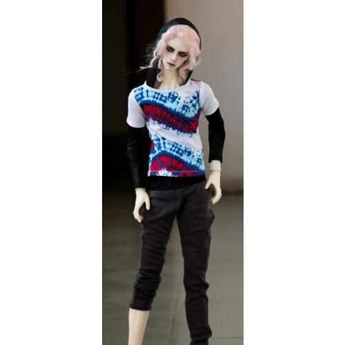 [wamami] Blue & Red Short White Sleeve T-Shirt 1/3 1/4 MSD SD DZ SD17 BJD Dolls