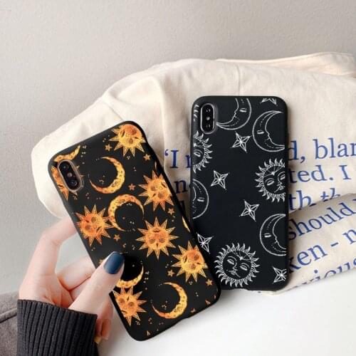 Funny Sun Moon Face Shockproof Phone Case For iPhone 11 12 Pro MAX X XS MAX XR SE 2020 6s 7 8 Plus Soft Matte Candy Back Cover