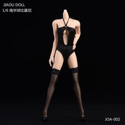 JOA-002 1/6 Female Clothes Sexy Black Underwear Swimsuit Bikini & Stocking & High Heels For 12" TBLeague Seamless Body