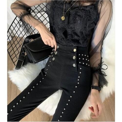 Women High Waist Jeans Woman Sexy Black Blue Elastic Skinny Pencil Pants Female Plus Size Zipper Wash Denim Trousers Girl