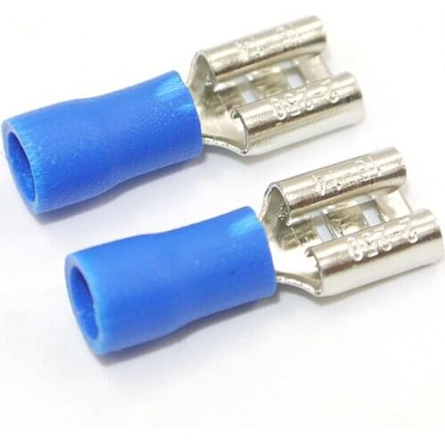 1000 pcs 6.3mm Blue FEMALE INSULATED ELECTRICAL SPADE CONNECTOR TERMINALS,WIRING,CRIMP 16-14 AWG