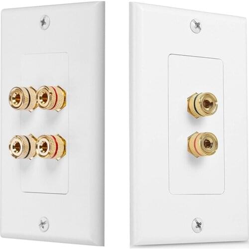 2 Pcs Speaker Wall Plate Home Theater Wall Plate Audio Panel, 4 Posts & 2 Posts