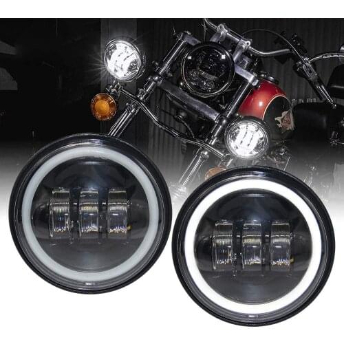 2Pcs 4.5 Inch LED Fog Lamp Black Passing Light for Harley Davidson Motorcycle Electra Glide Road King Heritage Softail