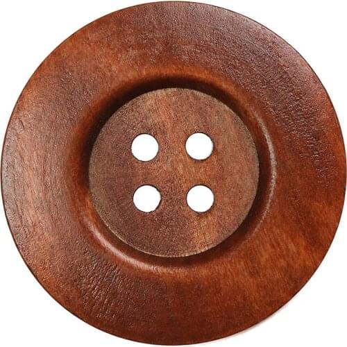 20pcs Brown Round Wood Buttons 4 Holes 40/50/60mm Craft Buttons for Sewing Clothing, Large Sewing Buttons for Crafts