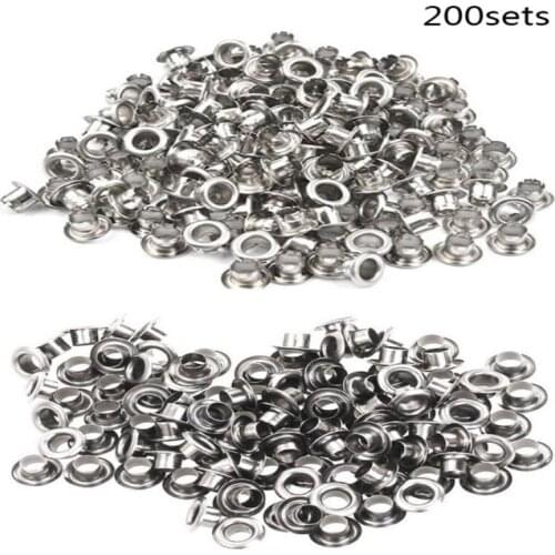 200 Sets Hole 8mm Metal Eyelets With Grommets,for Leathercraft DIY Scrapbooking Shoes Belt Cap Bag Tags Clothes Accessories
