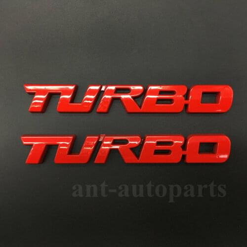2x Red Metal Chrome Turbo Emblem Rear Trunk Tailgate Decal Sticker Badge Emblems