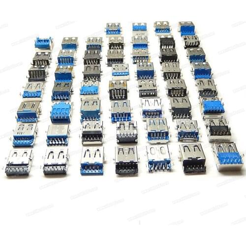 53Pcs Type-A USB 3.0 Male Solder 9 Pin Plug Connector Socket